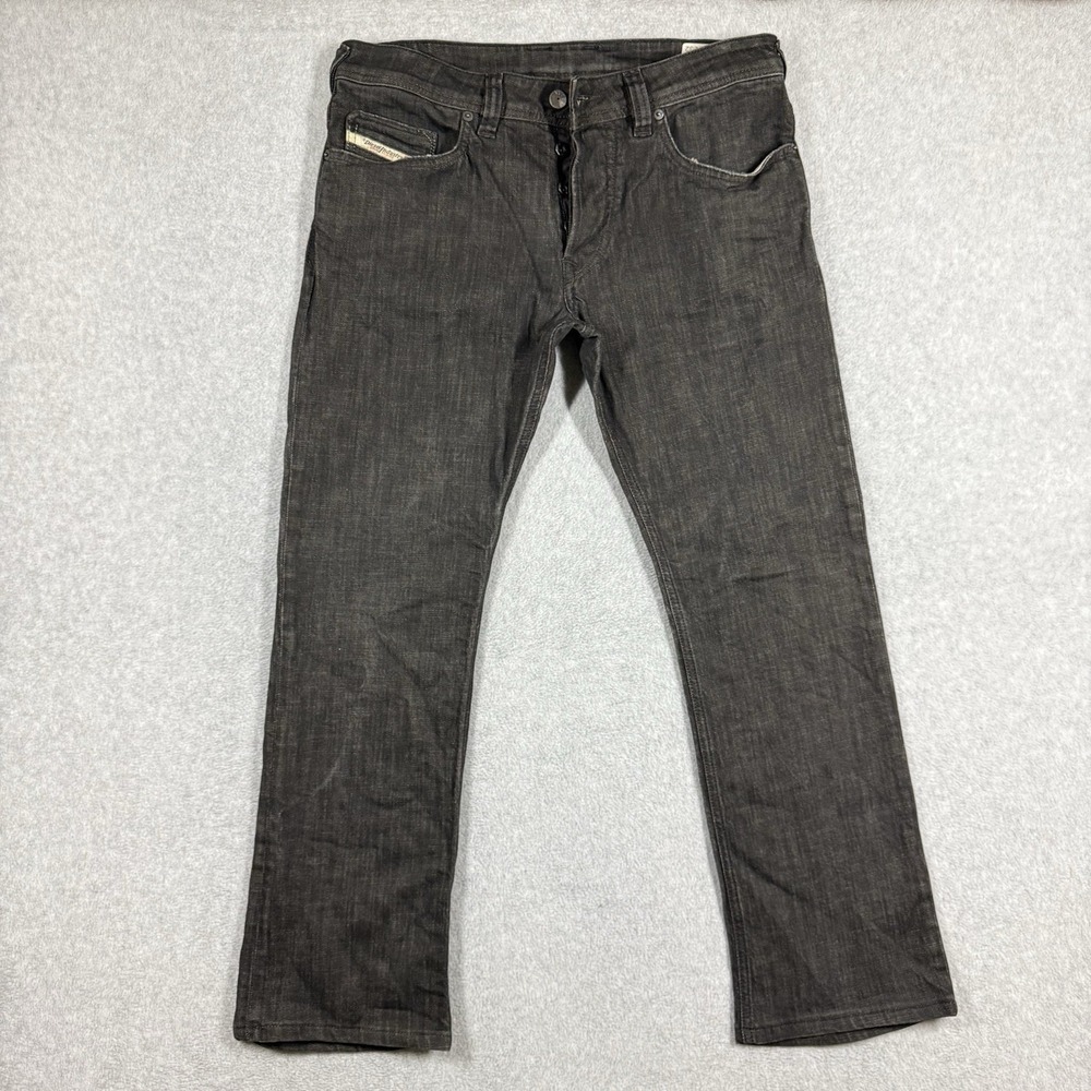 Diesel TROULEG Jeans Mens 32x29 Black Regular Fit Stretch Denim Y2K Italy 008DK